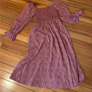 Chic Long Sleeve Floral Dress in Red